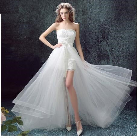 Skirt Mermaid Tulle Lace Appliques Short Wedding Dress 2021 New Wedding Dresses