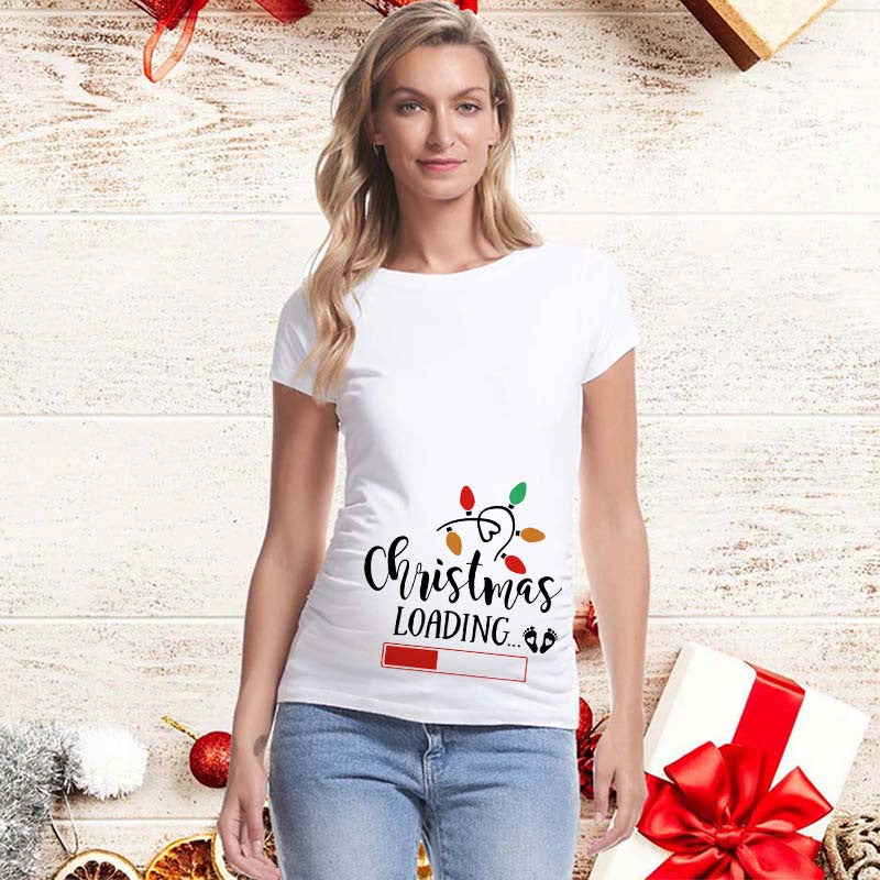 Christmas short sleeve maternity dress pregnant  top