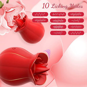 Women's Rose Tongue Licking Masturbation Device Simulation Electric Silicone Tongue Sex Toys