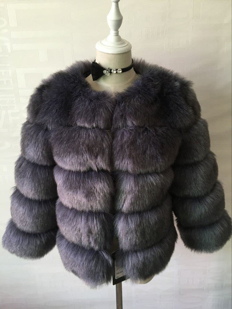 New faux furry slim mink jacket short faux fur fur coat female