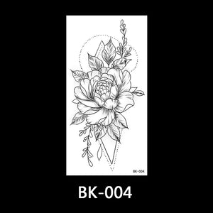 Black and white sketch flower tattoo stickers