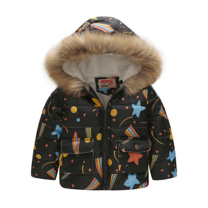 Printed hooded padded children's coat