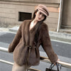 Women's Fur Lace Coat V-neck