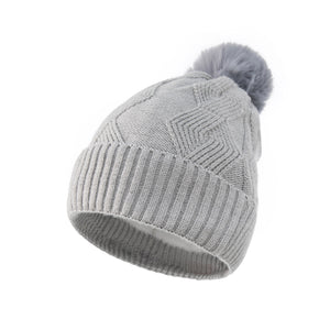 Ladies Winter Woolen Caps Solid Color Single Ball Core-spun