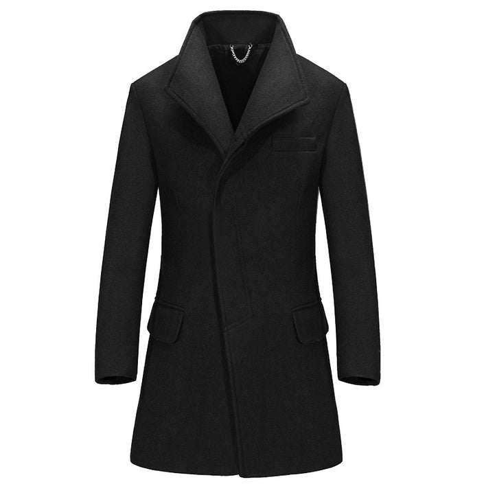 Long mid-length men's wool coat