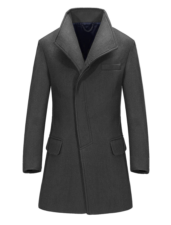 Long mid-length men's wool coat