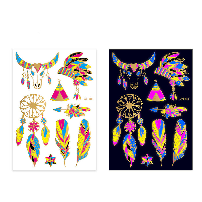 New Creative Fluorescent Bronzing Flower Arm Tattoo Stickers