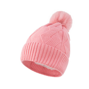 Ladies Winter Woolen Caps Solid Color Single Ball Core-spun