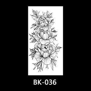 Black and white sketch flower tattoo stickers