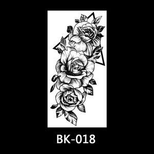 Black and white sketch flower tattoo stickers