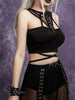 Women's Gothic Fishnet Patchwork Metal Buckle Sleeveless Top