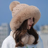 Fur Ball Lace-up Back Slit Ushanka Women's Warm Hat