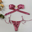 Tube Top Split Bikini Blue Glossy Gold Starfish Female