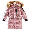 Children's bronzing shiny large fur collar cotton coat