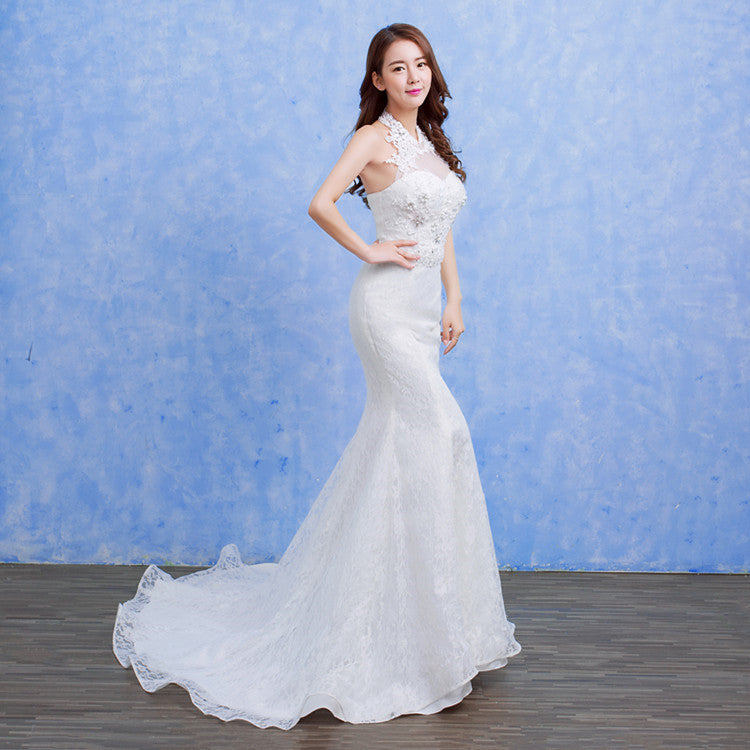 wedding fashion lace fishtail skirt Slim Skinny tail wedding dress D92