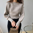 Feminine Temperament Wears Round Neck Short Sweater