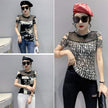 New Round Neck Hand-beaded Short-sleeved T-shirt Women