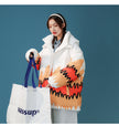 Contrast Color Wavy Gradient Hooded Cotton Coat Bread Coat Neutral Coat