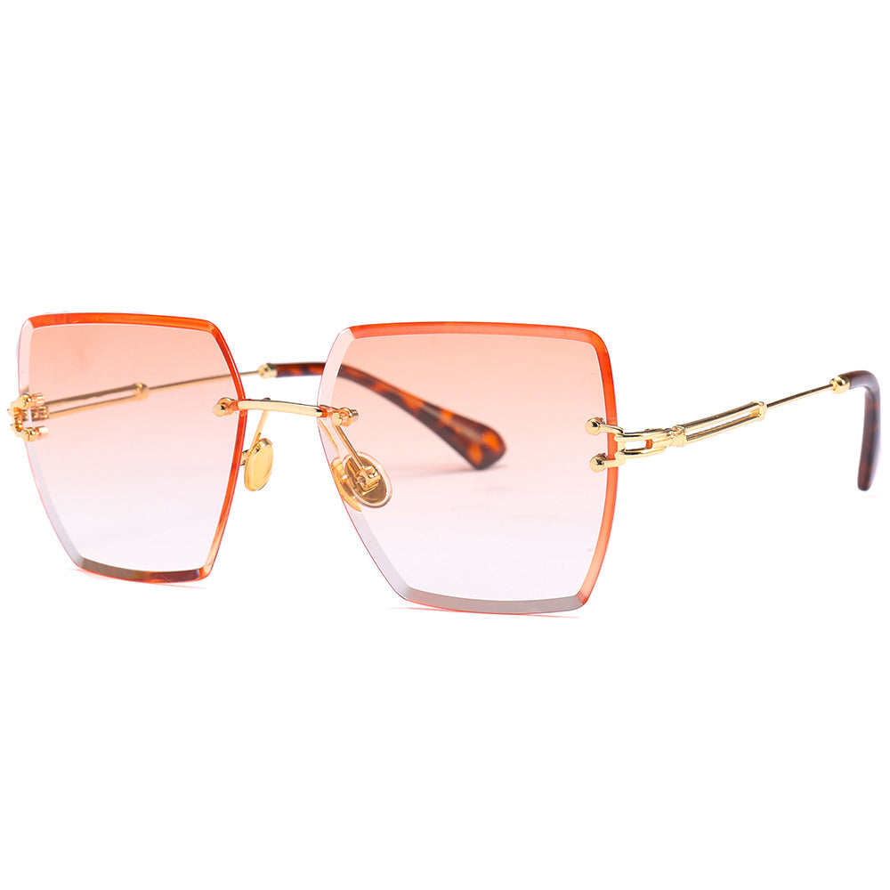 Frameless trimmed square sunglasses