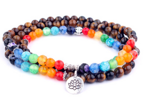 108 Natural Stone Rosary Bracelet Alloy 3D Lotus Life Tree Anklet Yoga Mala Necklace