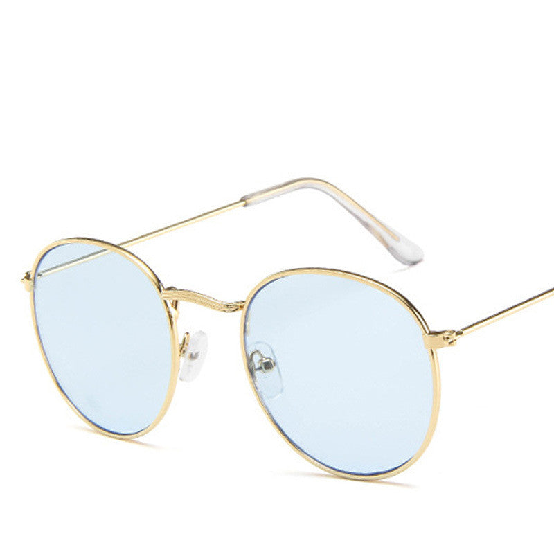 Round Frame Fashionable White Jingting Sunglasses