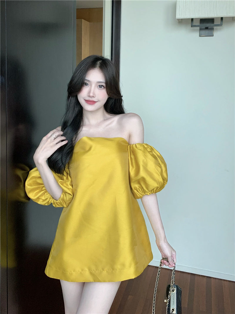 Off Shoulder Bubble Sleeve Shirt Women''s Summer French