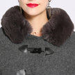 Rex rabbit fur collar double leather woolen coat women