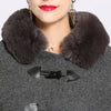 Rex rabbit fur collar double leather woolen coat women