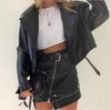 Irregular belt motorcycle leather skirt