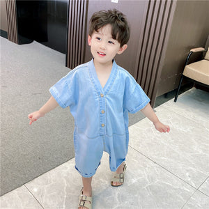 New Boys Handsome Cotton Summer Children's Work Clothes Out Clothing Tide