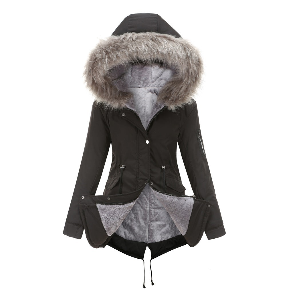 Large fur collar padded women's padded jacket