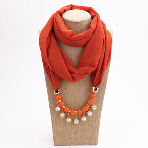 Pearl Chiffon Necklace Scarf Bib Sunscreen Women