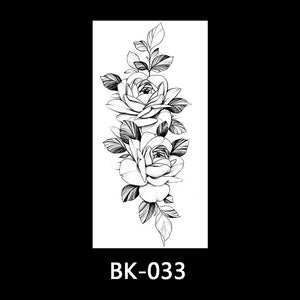 Black and white sketch flower tattoo stickers