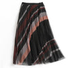 Women's Striped Elastic Waist Slim Fit Mesh Pleated Skirt