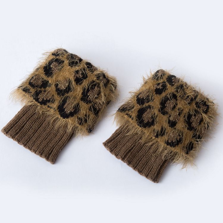 Wool Leg Guard Short Flap Leopard Feather Yarn Sock