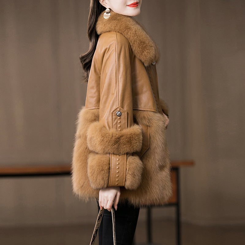 Young Genuine Leather Fur Coat Sheep Fur Fur All-in-one Coat Women's Coat