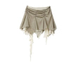 Dopamine Summer Irregular Hem Pleating Double-layer Chiffon Skirt