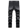 Men Biker Jeans Paisley Print Patch Casual Pants