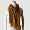 Solid Color Autumn And Winter Tassel Pure Cashmere Scarf For Women