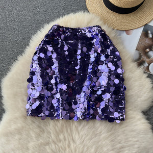 Fashionable Sequin High Waisted Slimming Skirt