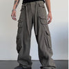 Retro Hip Hop Pu Shuai Japanese Straight Casual Multi-pocket Cargo Pants Men