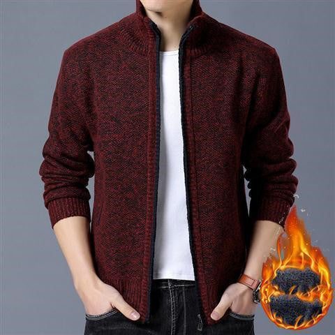 Men Sweater Coat Thick And Velvet