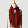 Solid Color Autumn And Winter Tassel Pure Cashmere Scarf For Women