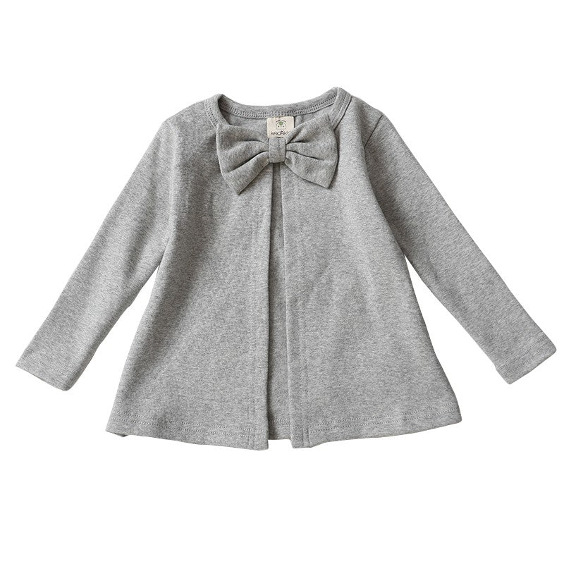 Children's Clothing Cute Casual Round Neck Bow Coat Cotton Top