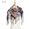 Yarn Stripe Grid Polyester Long Fringed Bristles Square Scarf Women Men's Bib Shawl