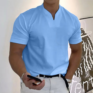 Summer Short Sleeve Shirt Men Fitness Plus Size Sports T-Shirt Elastic Cotton Pocket