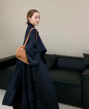 New Elegant Belt Knitted Trench Coat For Women