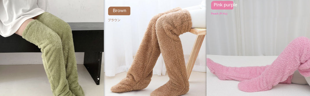 Over Knee High Fuzzy Long Socks Winter Warm Cold Leg Knee Joint Cold-proof Stockings Home Floor Sleeping Socks