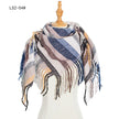 Yarn Stripe Grid Polyester Long Fringed Bristles Square Scarf Women Men's Bib Shawl