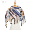 Yarn Stripe Grid Polyester Long Fringed Bristles Square Scarf Women Men's Bib Shawl